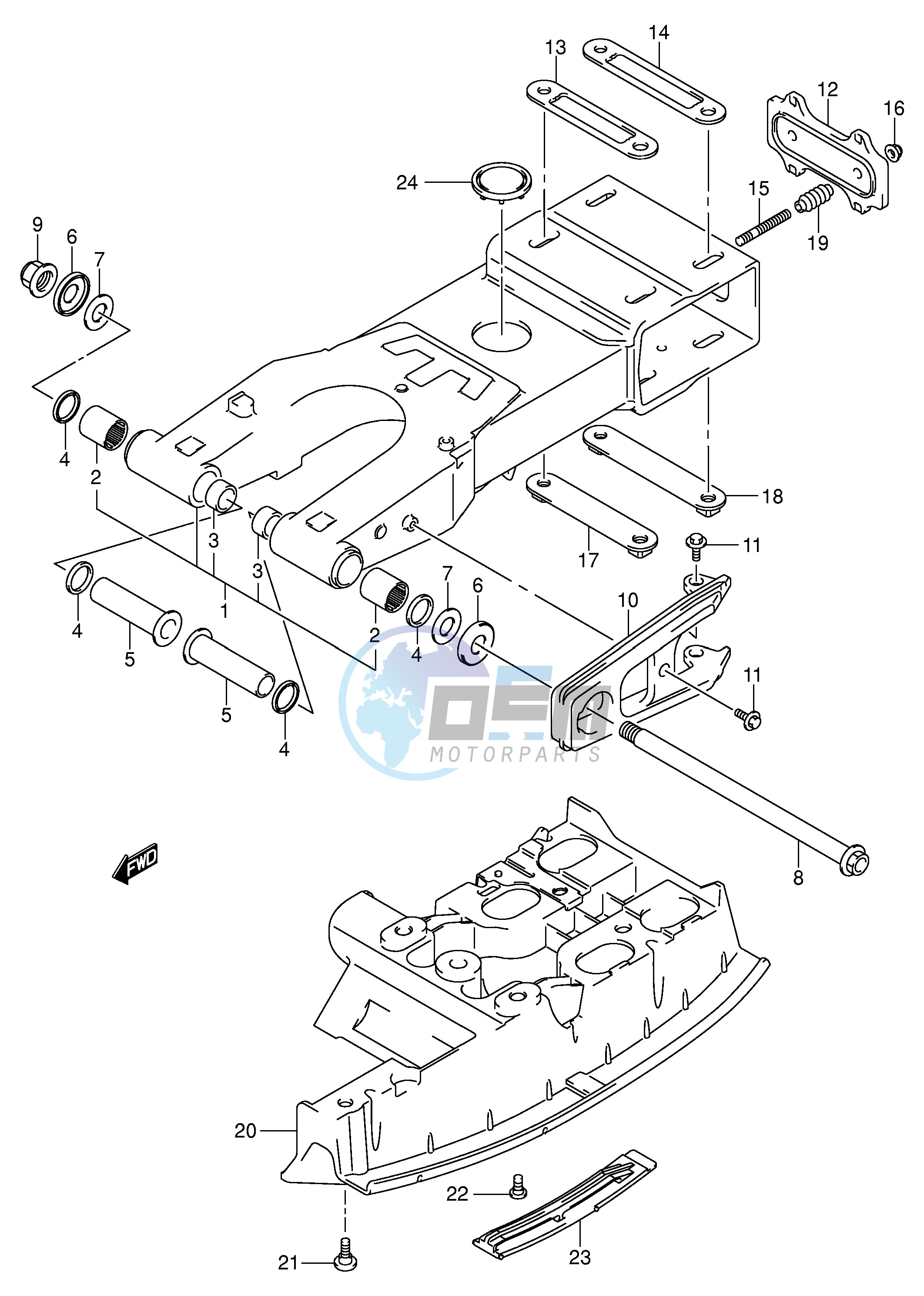 REAR SWINGING ARM (MODEL K3~F.NO.32113657)