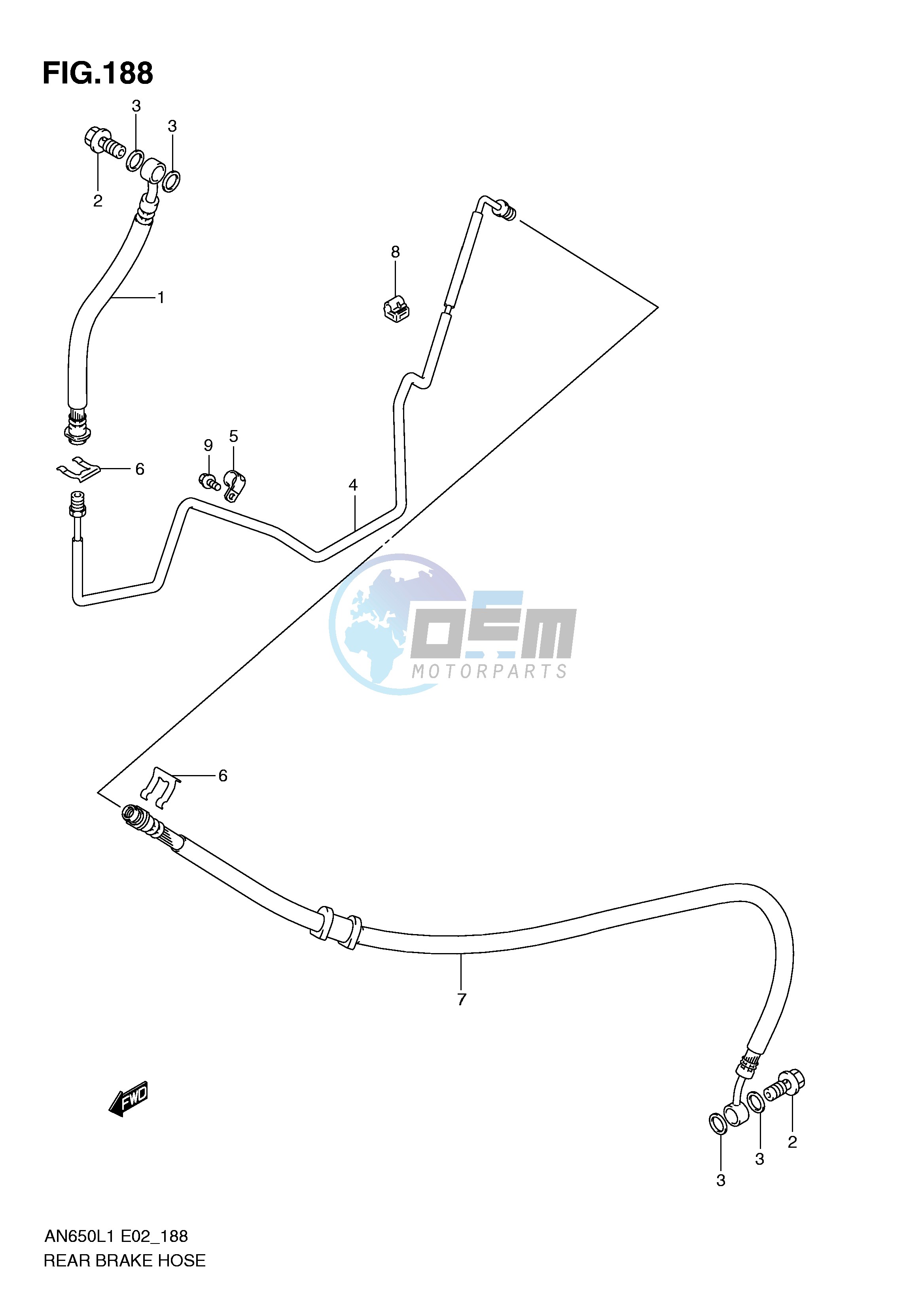 REAR BRAKE HOSE (AN650L1 E19)