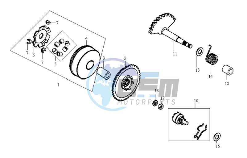 DRIVE PULLEY - GEARED SHAFT