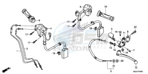 CB500XE CB500X ABS UK - (E) drawing HANDLE LEVER/ SWITCH/ CABLE