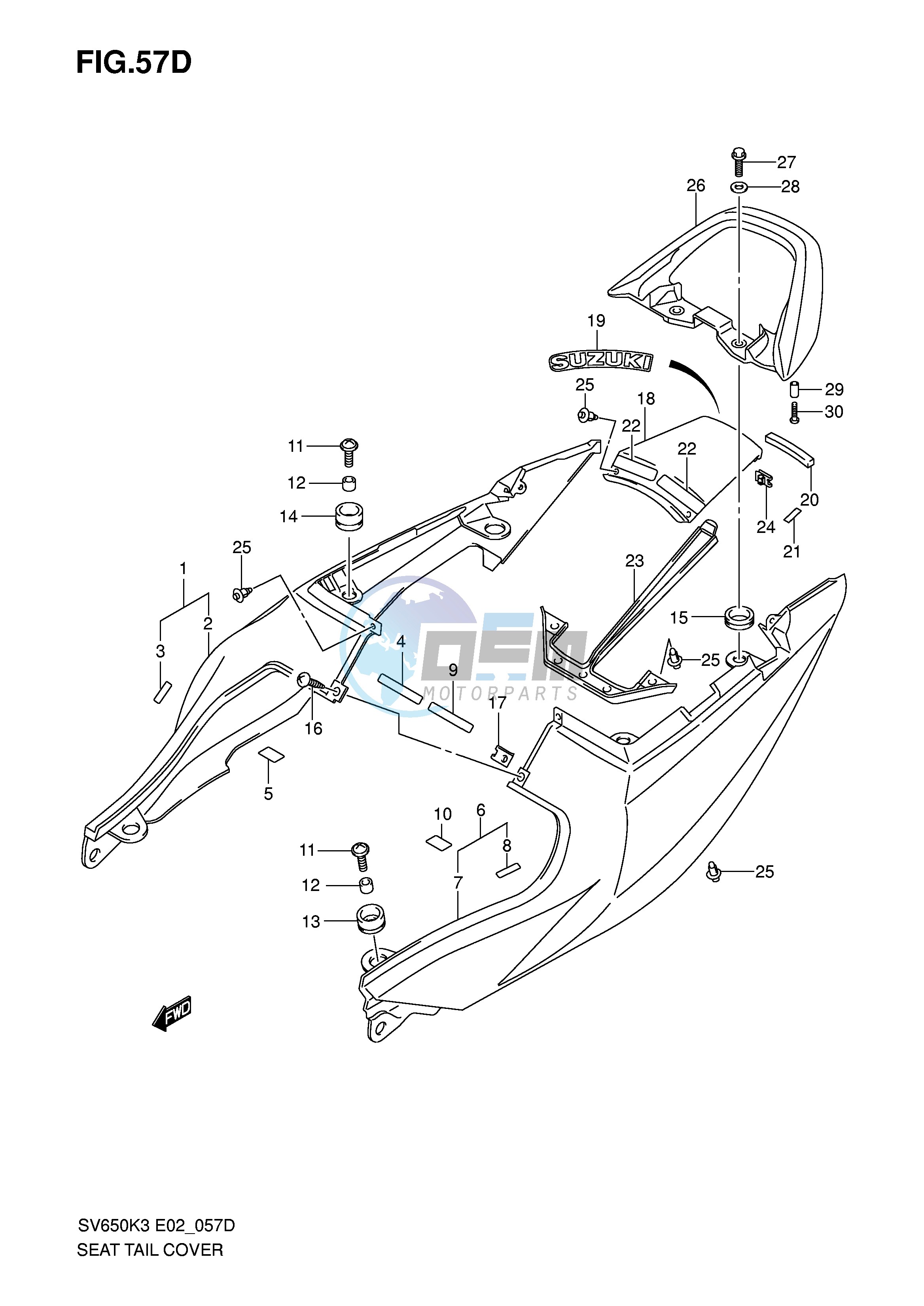 SEAT TAIL COVER (SV650SK5 SUK5)