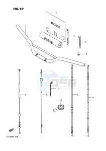 LT250R (E28) drawing HANDLEBAR - CONTROL CABLE