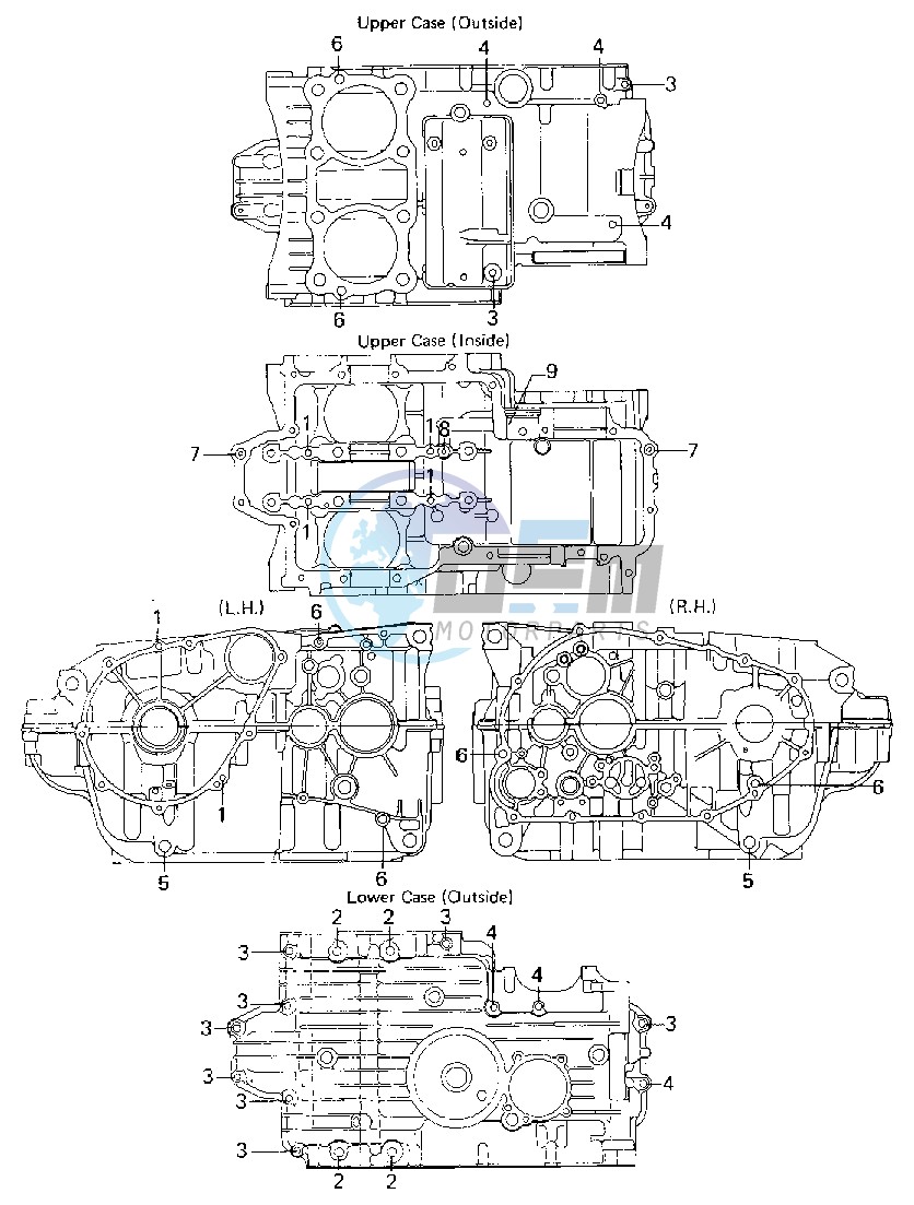 CRANKCASE BOLT & STUD PATTERN -- 80 D1- -