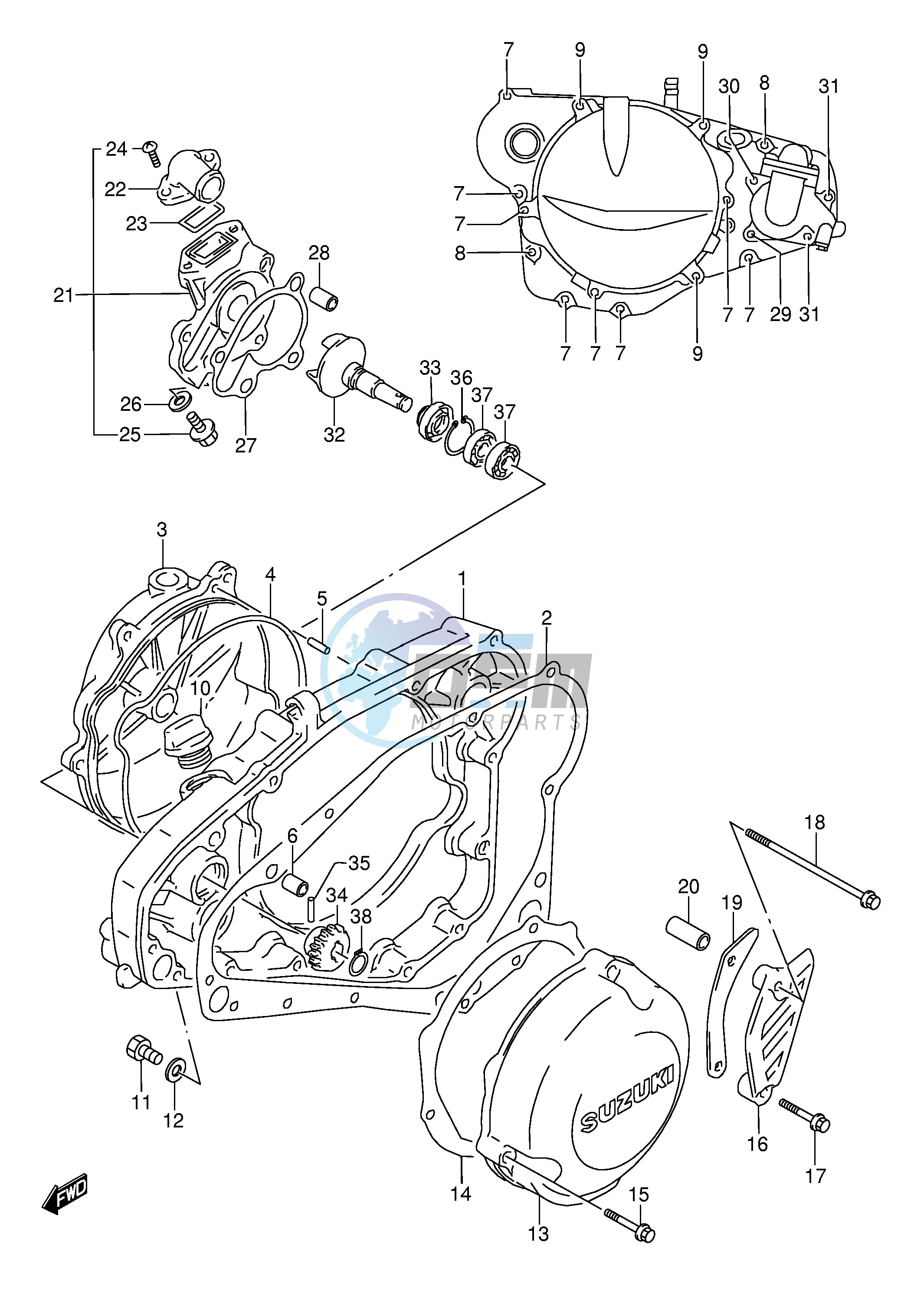 CRANKCASE COVER (MODEL L M N S T)