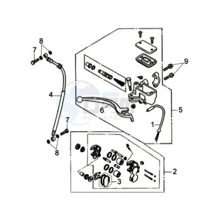 JET 4 125cc drawing BRAKE LEVER / BRAKE CALIPER / BRAKE LINES