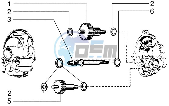 Component parts of rear hub (25 Kmh version)