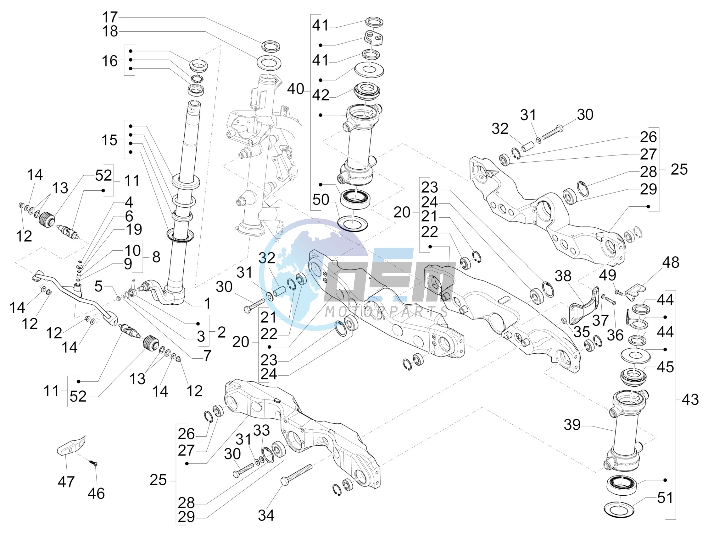 Fork steering tube - Steering bearing unit