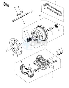 F7 (-A) 175 drawing REAR HUB_BRAKE_CHAIN -- 71-73 F7_F7-A_F7-B- -