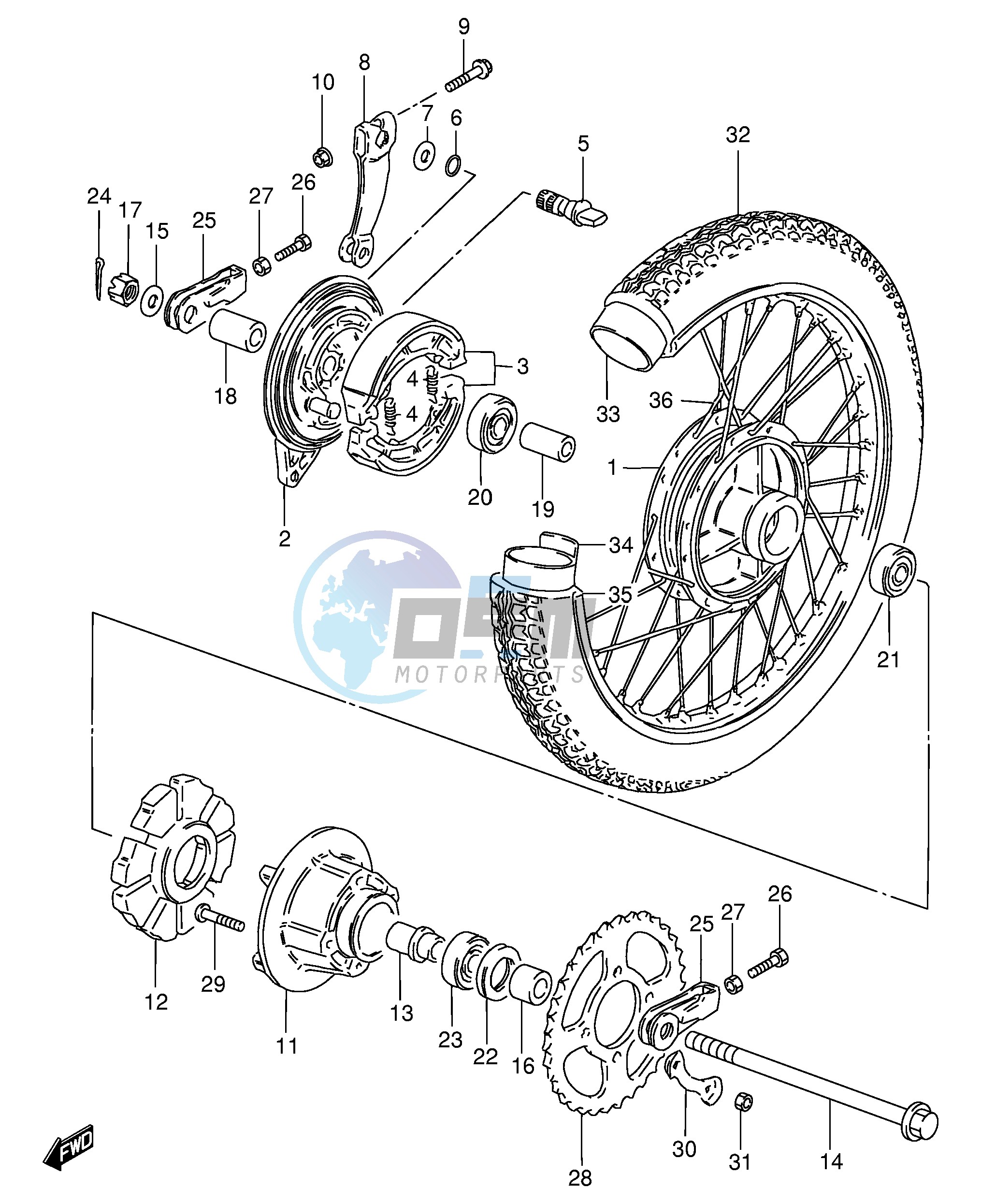 REAR WHEEL (GS125UR SR)