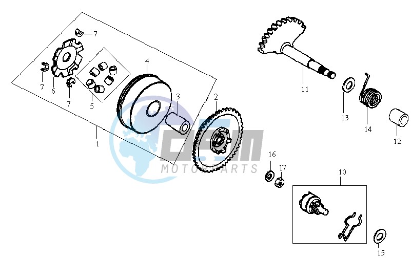 DRIVE PULLEY - GEARED SHAFT