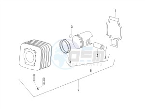 SCARABEO 50 2T CARBURATORE E4 STREET (EMEA) drawing Cylinder - Piston