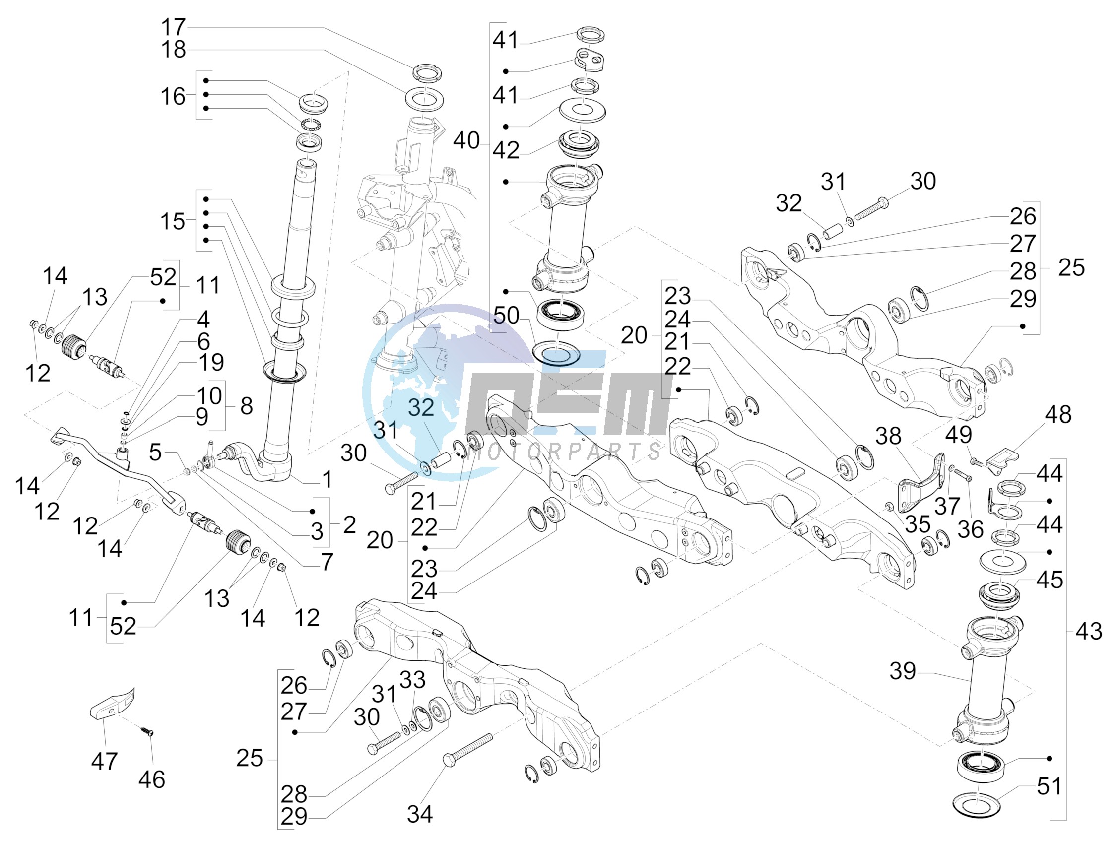 Fork/steering tube - Steering bearing unit