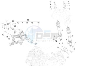 GTS 150 4T 3V IE ABS E4 (EMEA) drawing Rear suspension - Shock absorber/s