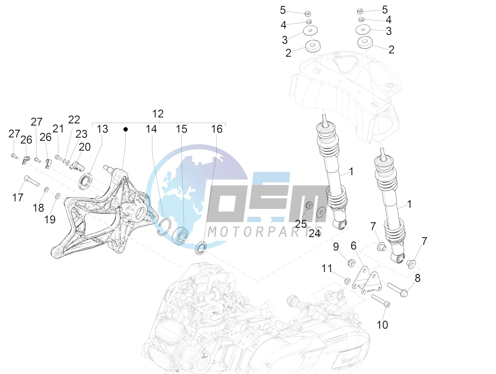 Rear suspension - Shock absorber/s