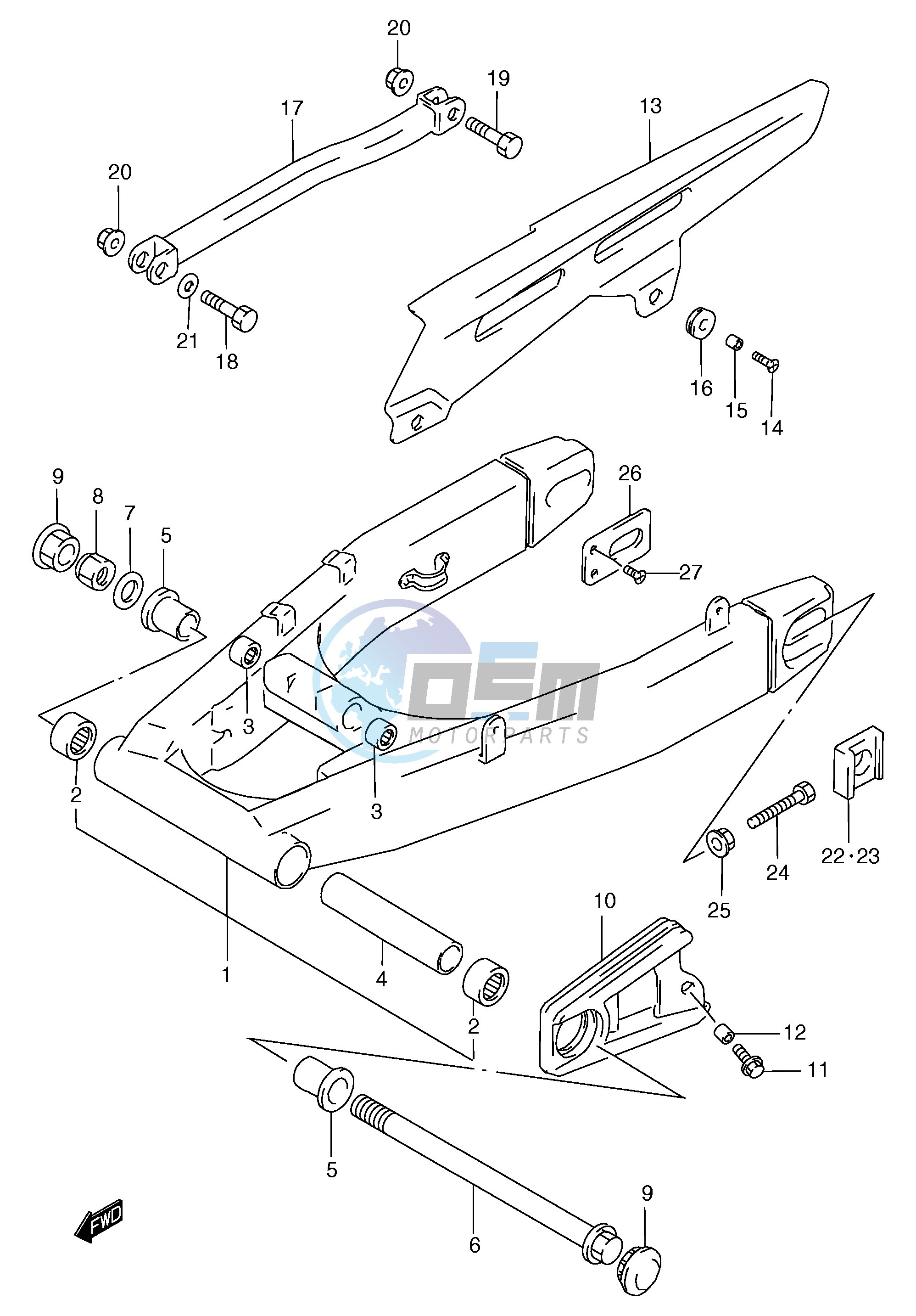 REAR SWINGING ARM (GSF1200T V W X Y ST SV SW SX SY)