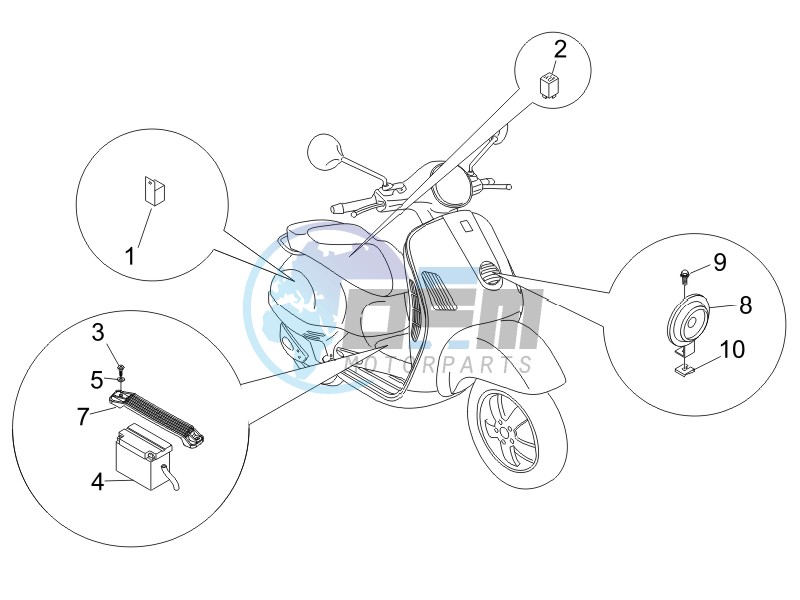 Control switches - Battery - Horn