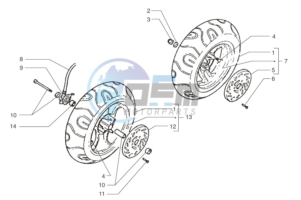 Front wheel-Rear wheel