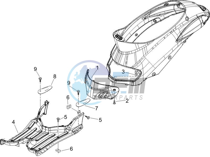 Central cover - Footrests