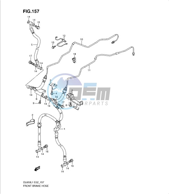 FRONT BRAKE HOSE (DL650AUEL1 E19)