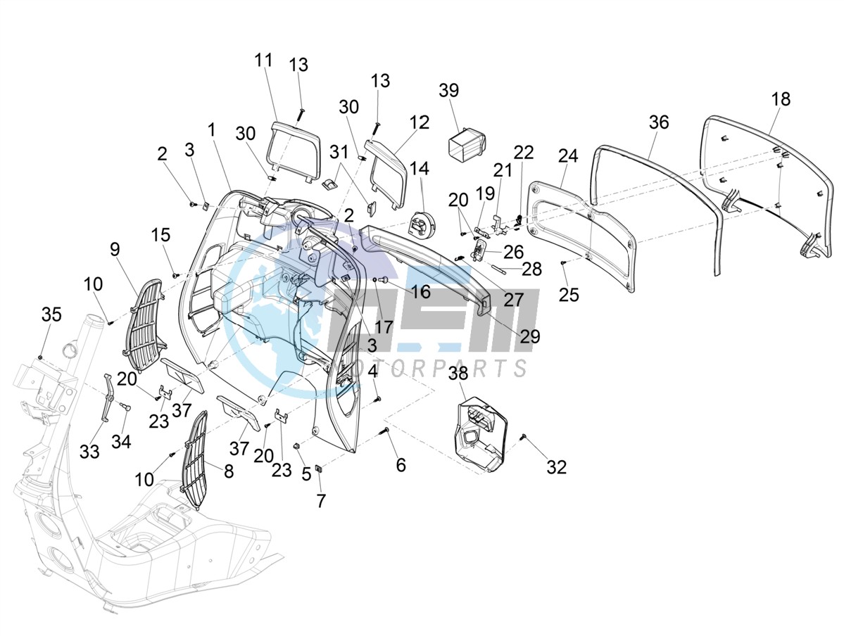 Front glove-box - Knee-guard panel