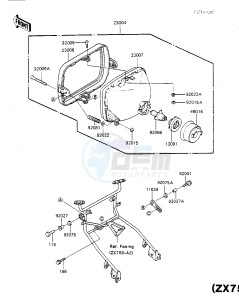 ZX 750 A [GPZ 750] (A1-A2) [GPZ 750] drawing HEADLIGHT -- ZX750-A2- -