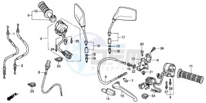 CB250 drawing HANDLE LEVER/SWITCH/CABLE (3)