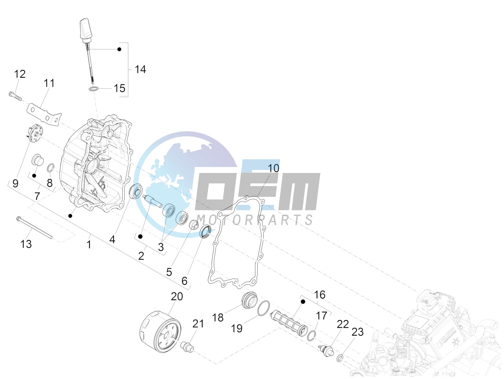 Flywheel magneto cover - Oil filter