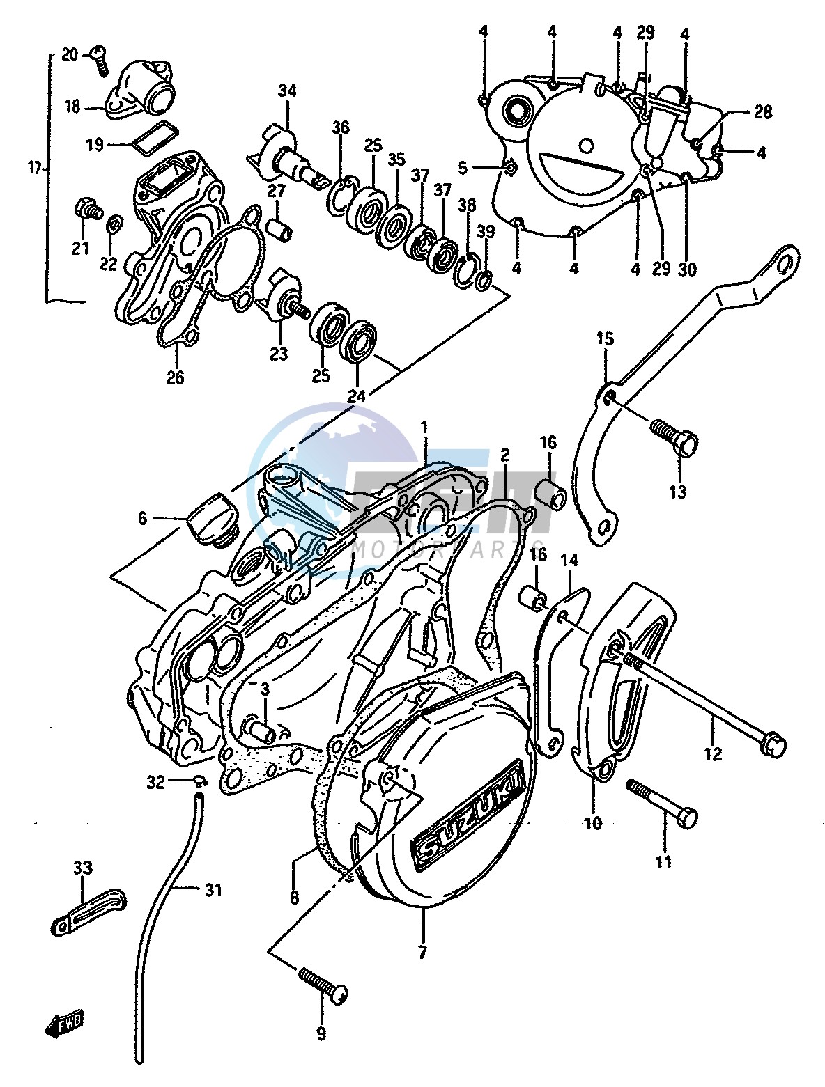 CRANKCASE COVER-WATER PUMP