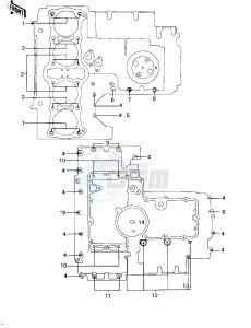 KZ 1000 D [Z1R] (D1) [Z1R] drawing CRANKCASE BOLT & STUD PATTERN -- 78 D1- -