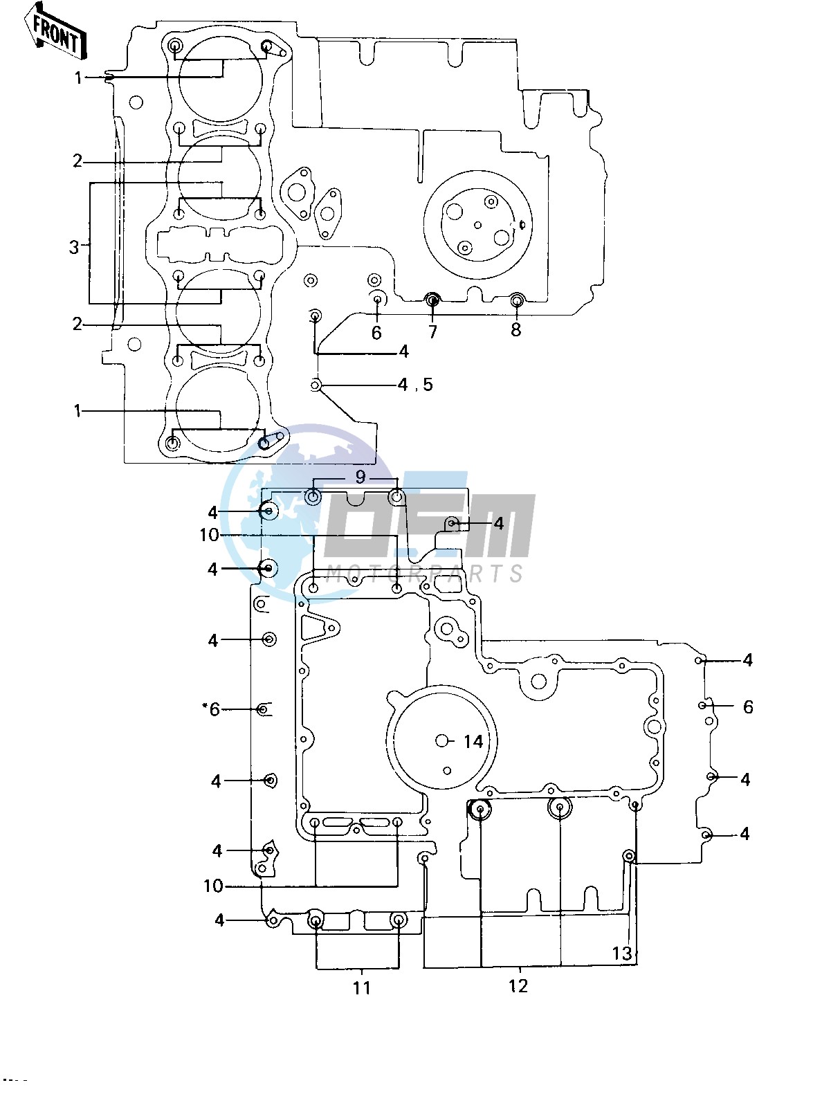 CRANKCASE BOLT & STUD PATTERN -- 78 D1- -