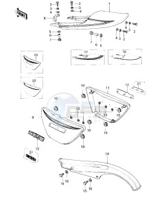 KZ 650 C [CUSTOM] (C1-C3) [CUSTOM] drawing SIDE COVERS_SEAT COVER_CHAIN COVER