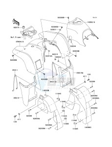 KVF 300 A [PRAIRIE 300 4X4] (A1-A4) [PRAIRIE 300 4X4] drawing FRONT FENDER-- S- -