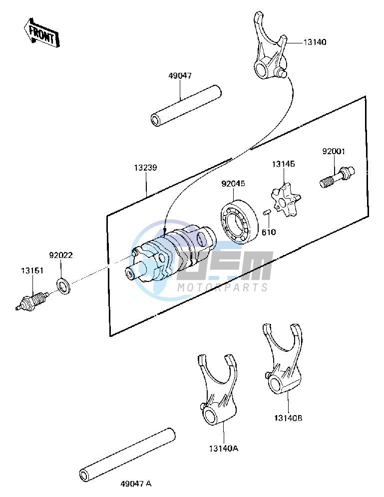 GEAR CHANGE DRUM & FORKS -- 84-85 C2_C3- -