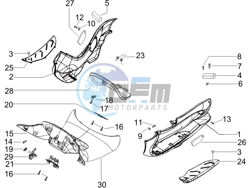 Central cover - Footrests