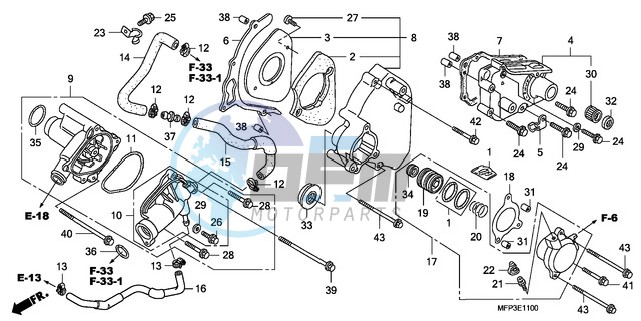 LEFT REAR COVER/WATER PUM P