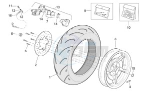 Leonardo 250-300 (eng. Minarelli) drawing Rear wheel - Rear caliper