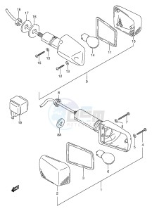 GSF600 (E2) Bandit drawing TURN SIGNAL LAMP (MODEL T V W X)