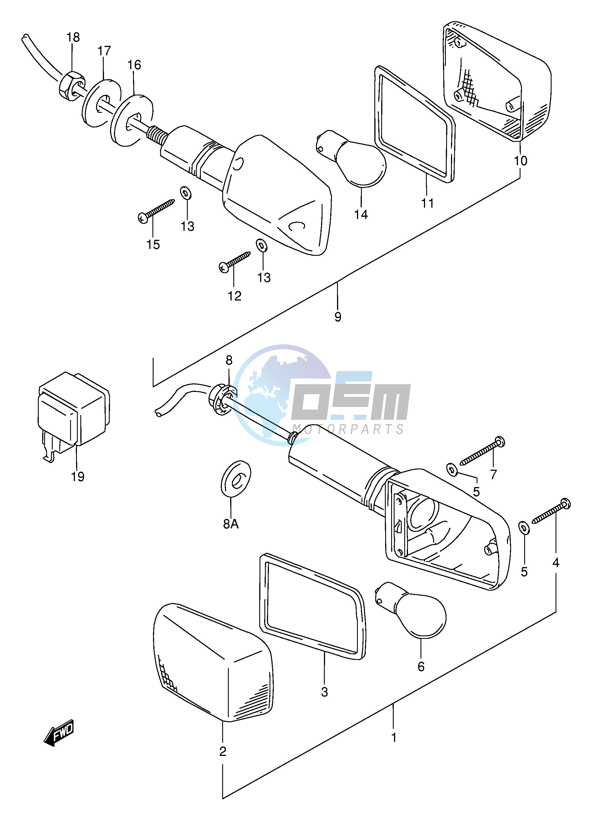 TURN SIGNAL LAMP (MODEL T V W X)