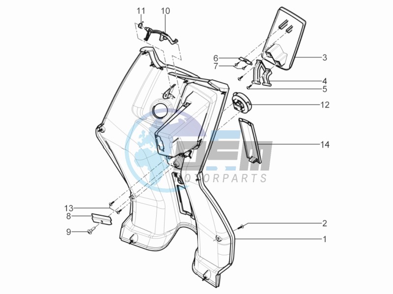 Front glove-box - Knee-guard panel