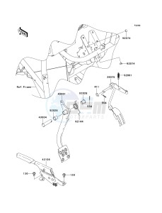 KAF 400 B [MULE 600] (B6F-B9F) B9F drawing BRAKE PEDAL_THROTTLE LEVER