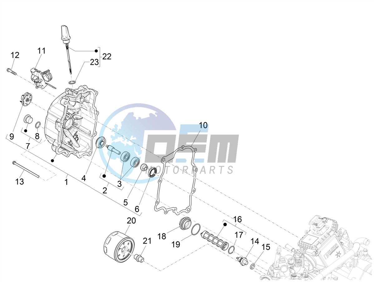 Flywheel magneto cover - Oil filter