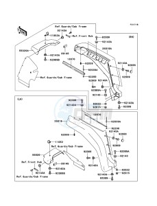 MULE 3000 KAF620-G5 EU drawing Front Fender(s)