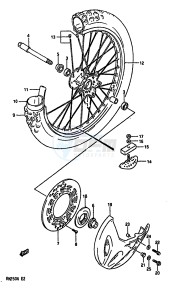 RM250 (K-L-M-N) drawing FRONT WHEEL (MODEL N)