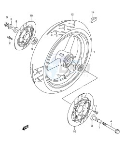 GSX750F (E2) drawing FRONT WHEEL (MODEL W X Y K1 K2)