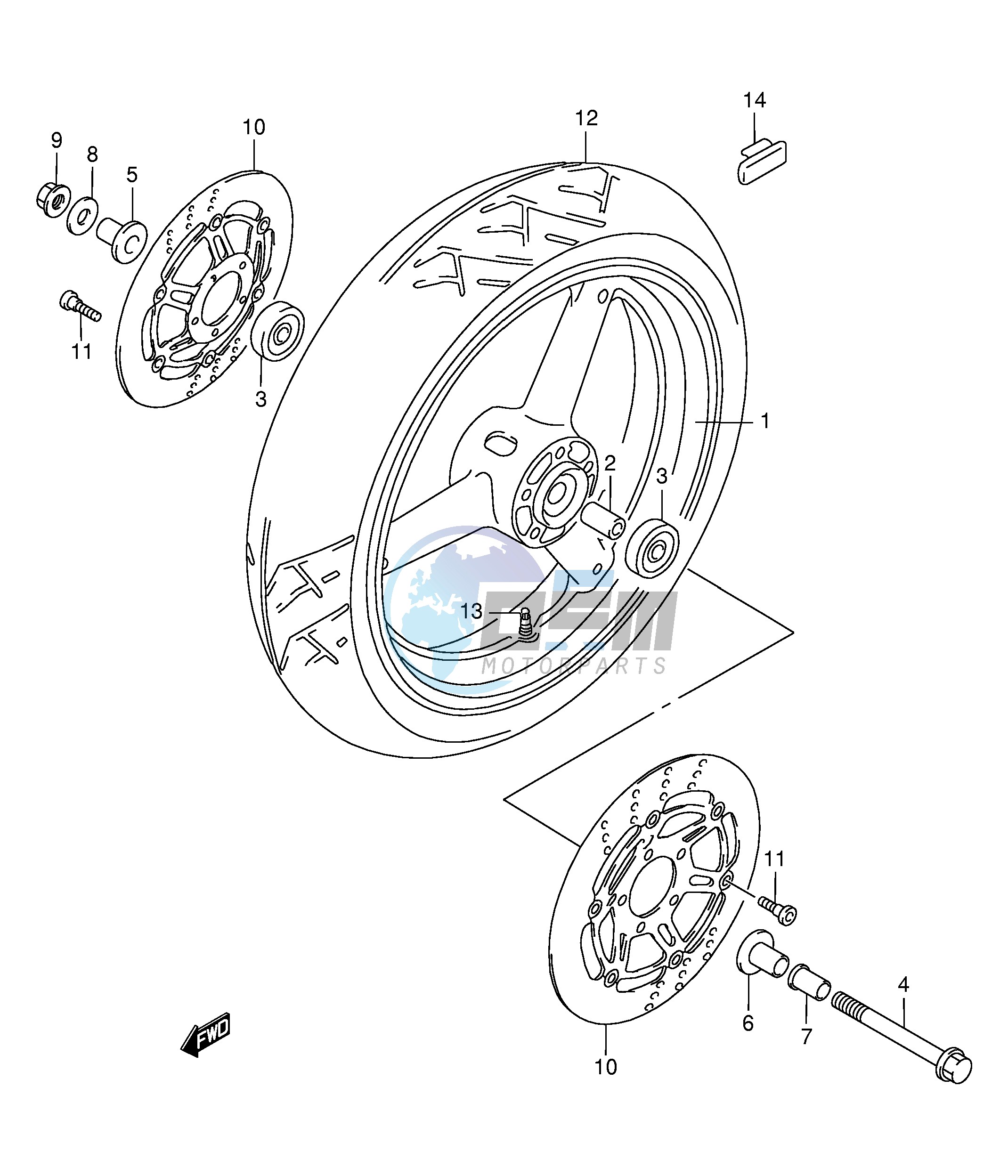 FRONT WHEEL (MODEL W X Y K1 K2)