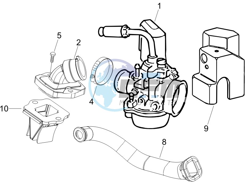 Carburettor assembly - Union pipe