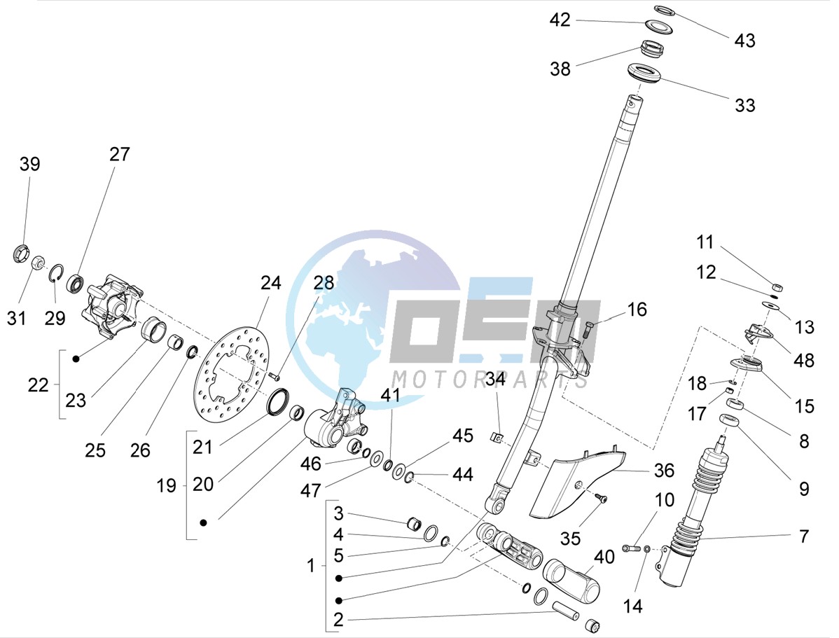 Fork/steering tube - Steering bearing unit