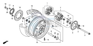 CB1300 CB1300SUPER FOUR drawing REAR WHEEL