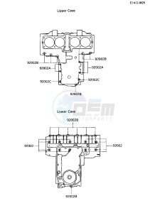 ZX 600 [NINJA 600R] (C3-C7) [NINJA 600R] drawing CRANKCASE BOLT PATTERN