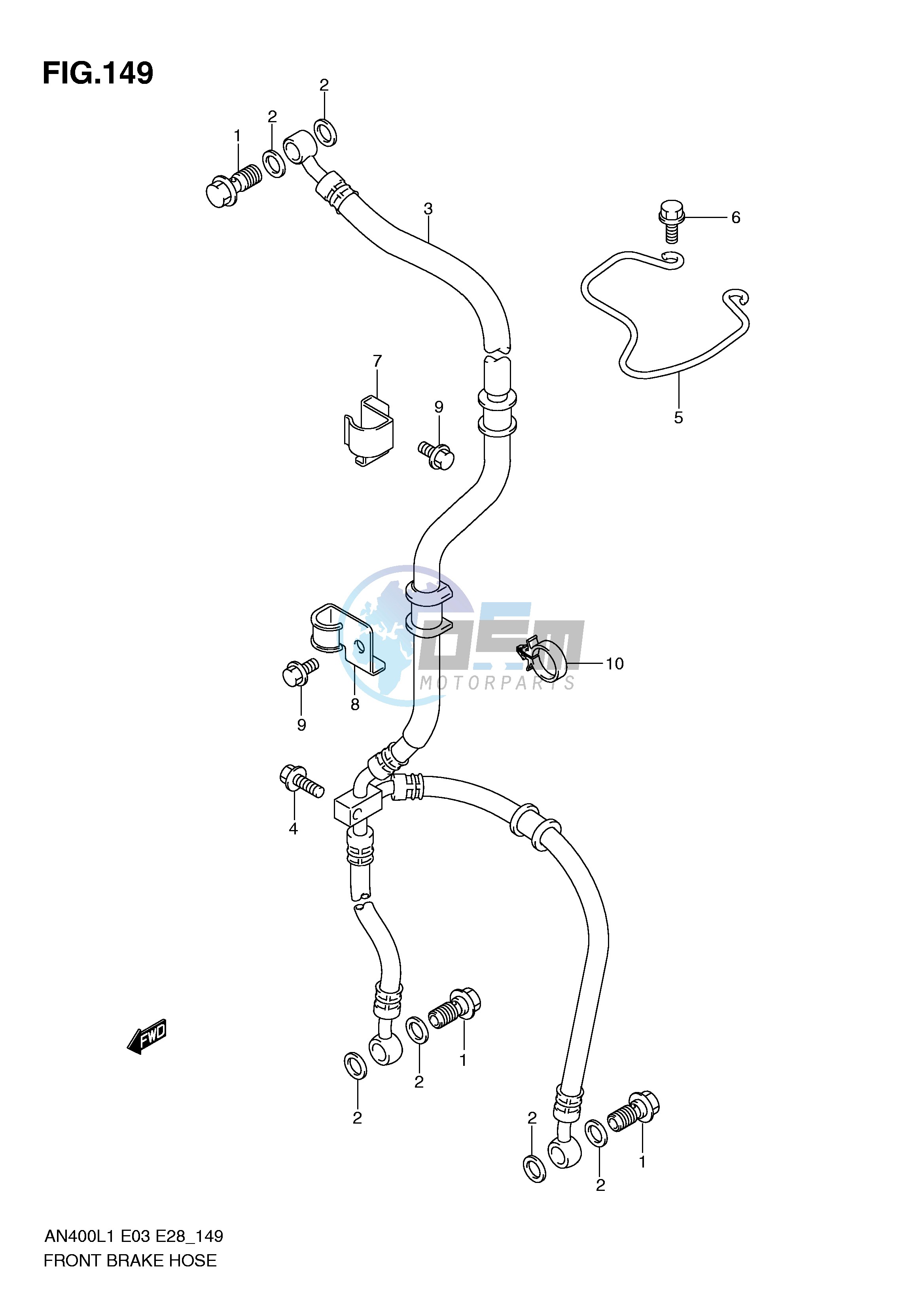 FRONT BRAKE HOSE (AN400L1 E33)